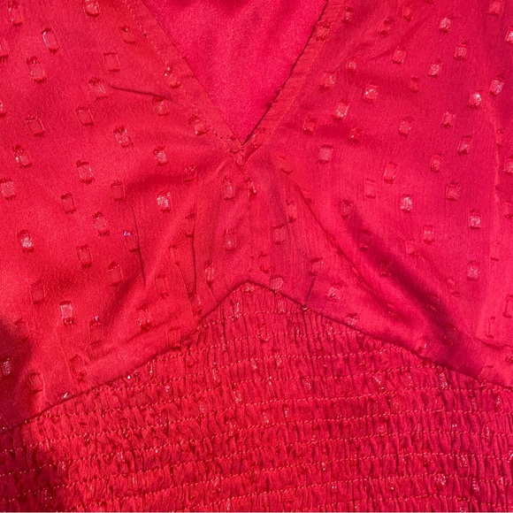 ๐ ๐HP๐ B.O.G Collective Red Shimmer Bubble Sleeve Crop Blouse XS - Picture 3 of 7